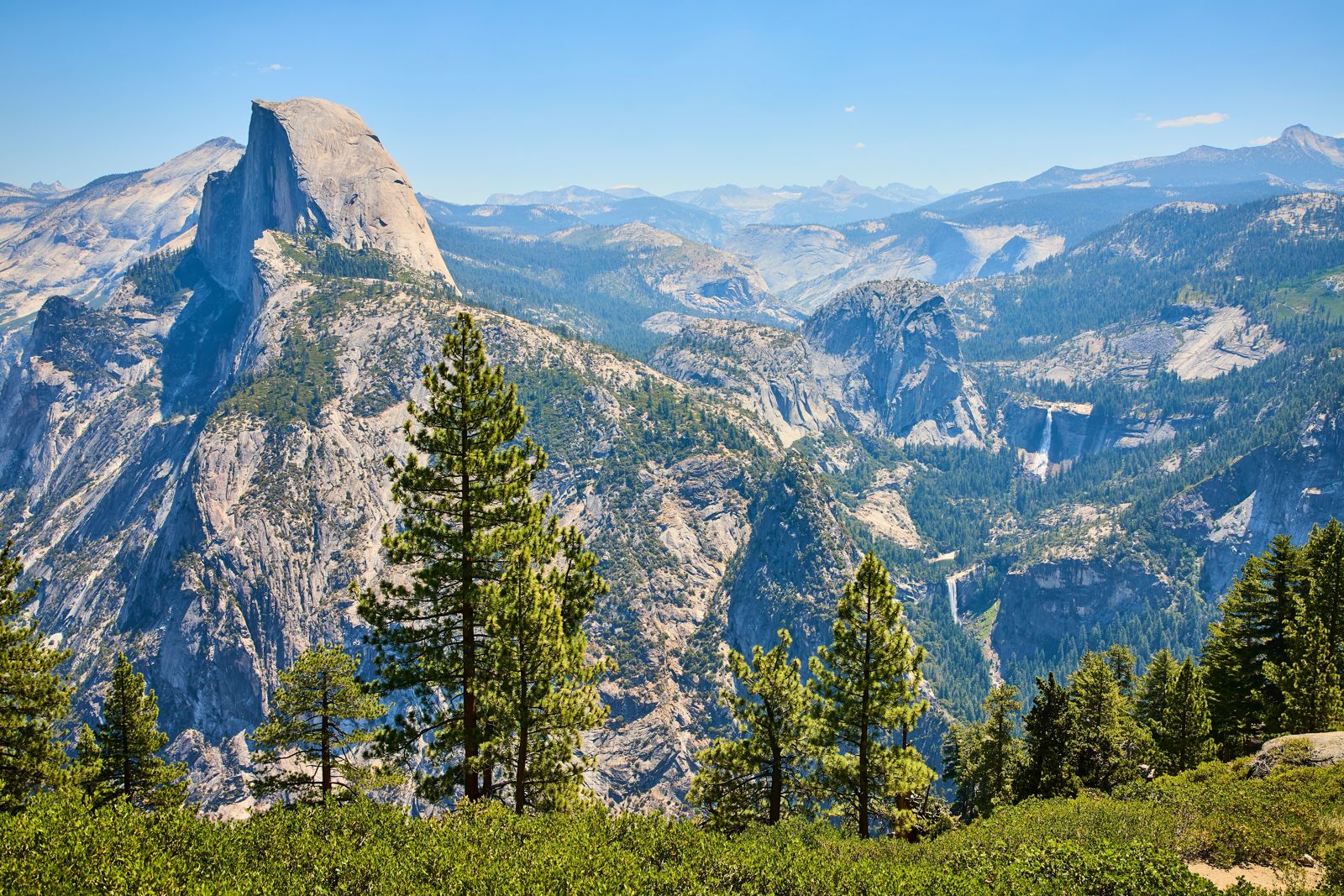 Half Dome and the high country seen across the valley from Glacier Point